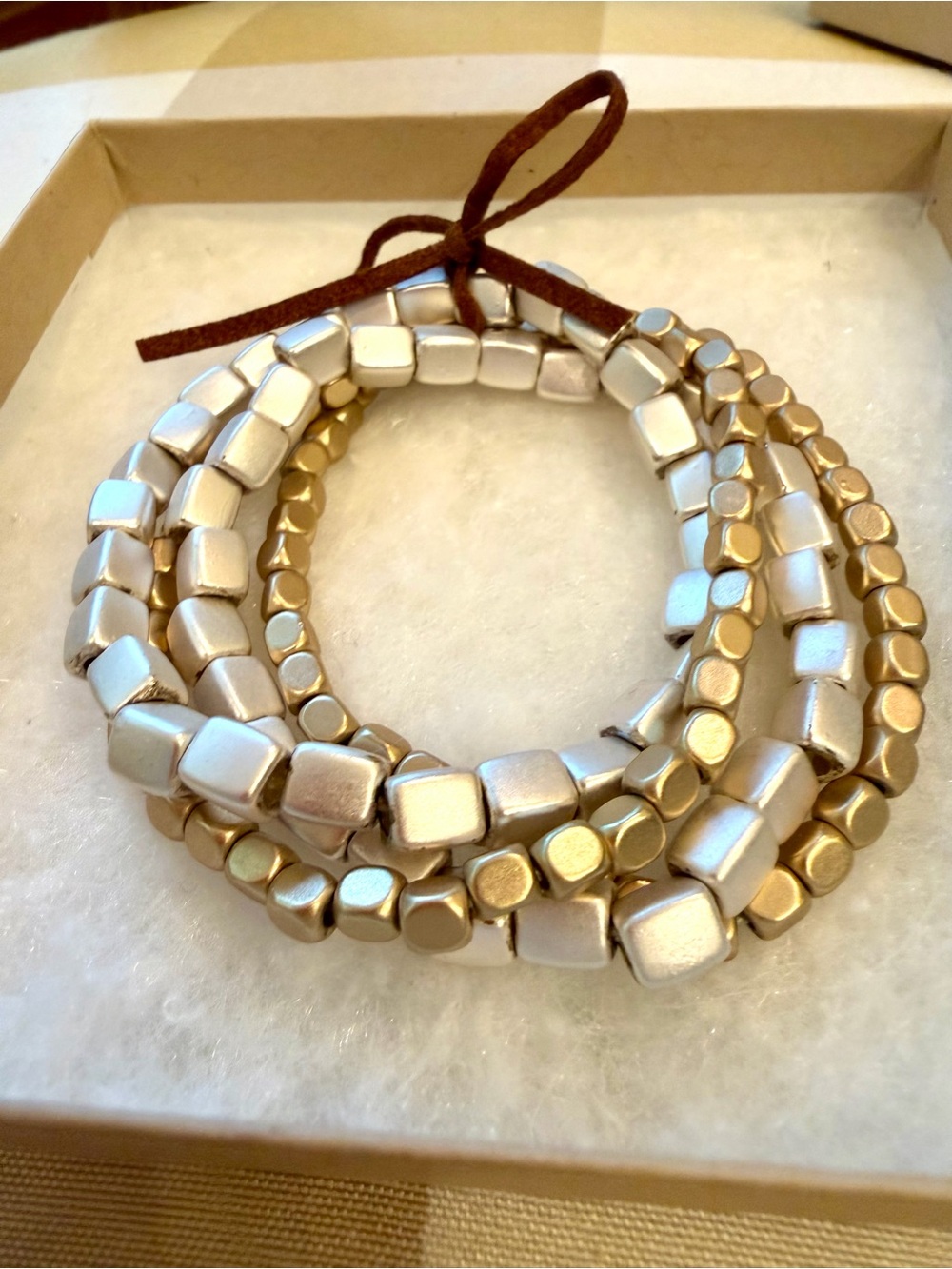 Marilyn Schiff- MULTI STRAND BEADED
BRACELET SET-Matte Silver/Matte Gold - Picture 5 of 5